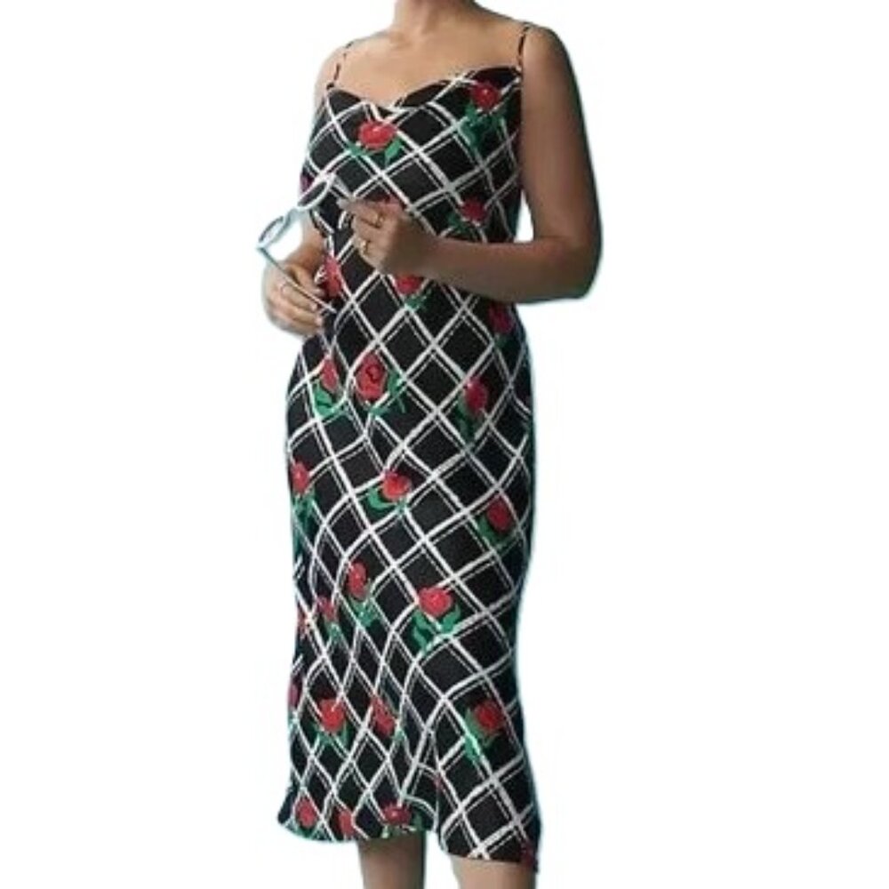 The Elyse Printed Bias Slip Dress size 2X by Anthropologie